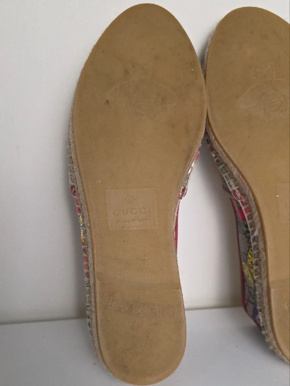 Gucci GG Floral Canvas Espadrilles - Red, Yellow, Purple, Green.  Size 37 1/2